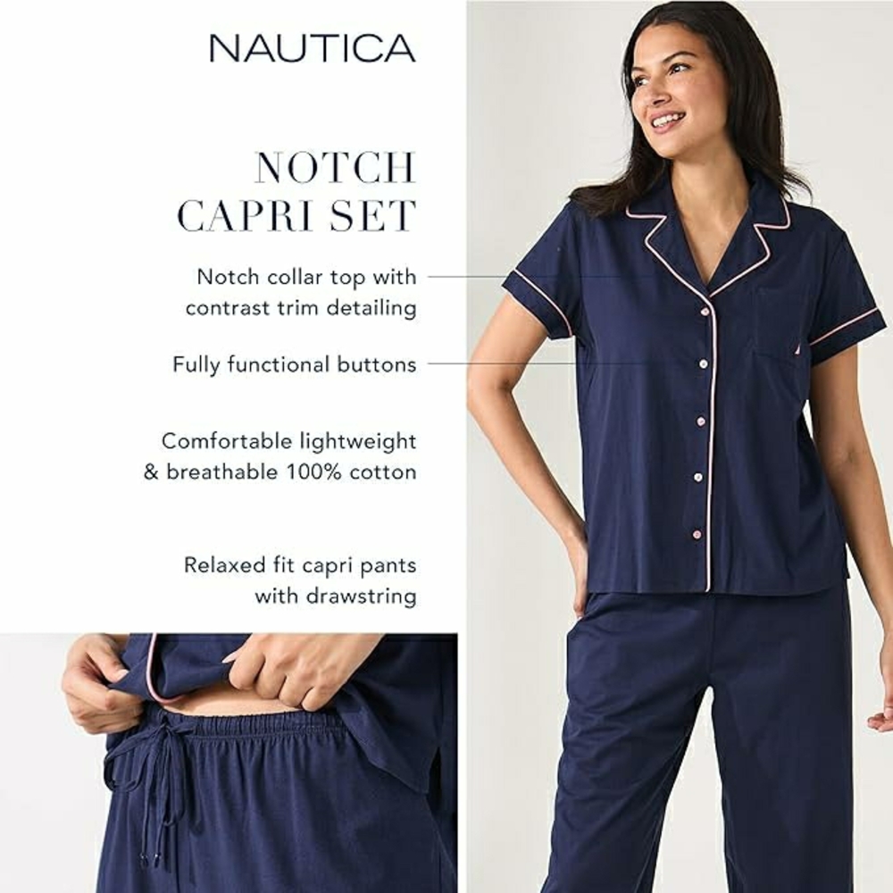 Nautica Women's Navy Notch Capri Set